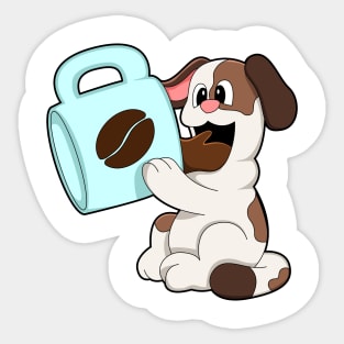 Dog with Cup of Coffee Sticker